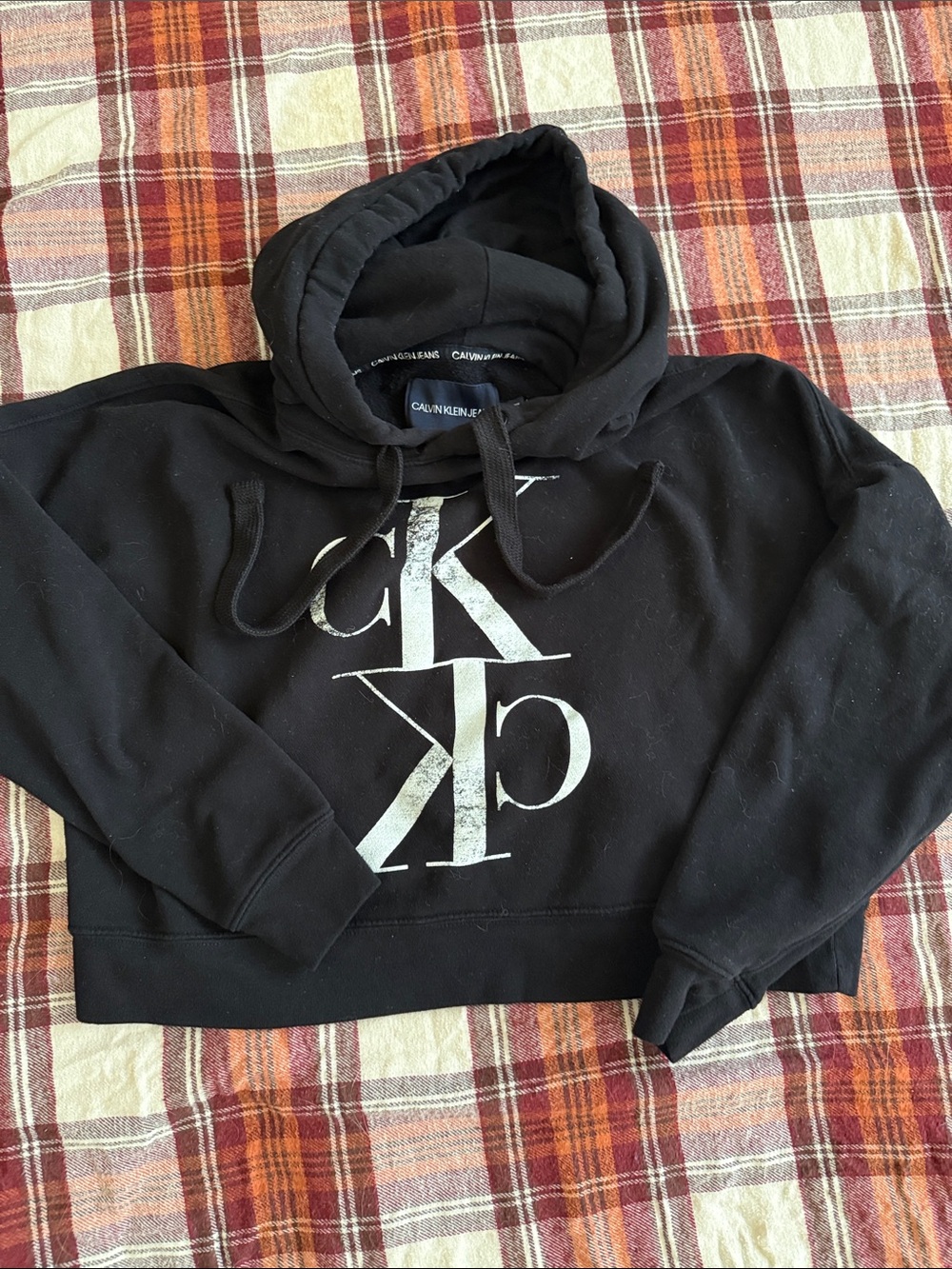 Calvin Klein Black Hoodie with White CK Logo - Womens  Pullover